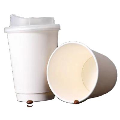 China Disposable white 16oz disposable double wall paper coffee cups biodegradable beer water glass take away  paper cups for hot drinks for sale