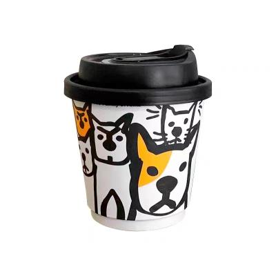 China Disposable Custom printed takeaway ripple Kraft  12oz cup with lid double wall disposable paper coffee cups for hot drinks for sale