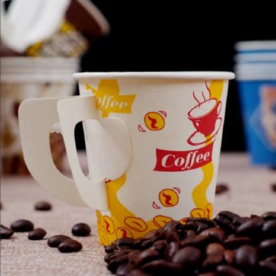 China Disposable 7oz customized single wall packaging paper hot drinks cups butterfly paper cup coffee cups with handle for sale