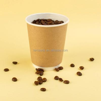 China Disposable Custom printed logo disposable recycle 4oz 8oz 10oz 12oz 16oz double wall hot stamping coffee paper cups with lid for sale