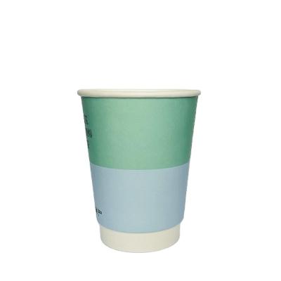 China Disposable wholesale 4oz 8oz 12oz 16oz hot drinks biodegradable disposable vaso de papel en qingdao double wall paper cups set with lids for sale