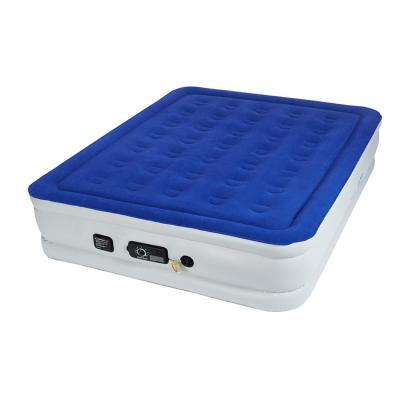 China Soft Bed 2 in 1Built-in Inflatable Folding Compressor Air Bed with Flocking for sale