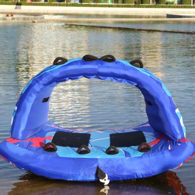 China Inflate & Deflate; Portable Fun Water Skiing Water Sports Entertainment 4 Riders Giant Inflatable Towable Tube for sale