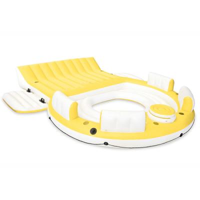 China Sturdy PVC PVC Inflatable Island Floating Lounge 6 People Inflatable Raft for sale