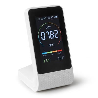 China Multi Function ABS CO2 Monitor Large Touch Screen Air Quality Monitors for Temperature and Humidity for sale