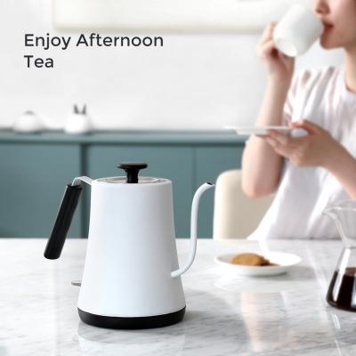 China 360 Degree Base 1.7L Stainless Steel Rotating Gooseneck Pour Contracted Design Easy Operation Stylish Coffee Electric Kettle for sale