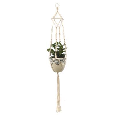 China Handcrafted Plant Hangers Macrame Cotton Plant Basket Macrame Home Decor for sale