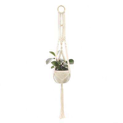 China Wholesale Handmade Macrame Cotton Plant Basket Macrame Home Decor Macrame Plant Hangers Hanging Set for sale