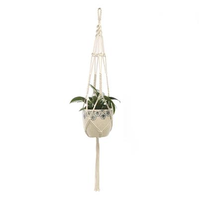 China Hot-selling Cotton Macrame Plant Hangers Wholesale Handmade Hanging Basket Macrame Home Decor for sale