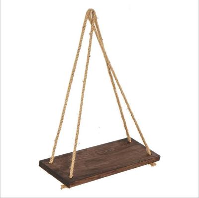 China Handmade Jute Woven Plant Wall Hangers Plant Pot Basket Macrame Wall Hanging Shelf for sale