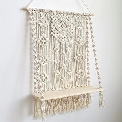 China Cotton Macrame Hanging Pots for Plants Wall Shelf Macrame Wall Hanging Decor Indoor Woven Home Decorations for Home for sale