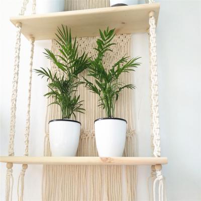 China Cotton Macrame Wall Hanging Handmade Handmade Shelf Woven Plant Wall Hangers Plant Pot Basket for sale