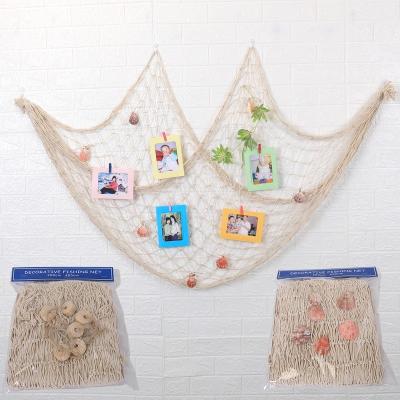 China Mediterranean Fishing Net Beach Theme Flashing Decor for Party Living Room Home Bedroom Mediterranean Style Decor Wall Decoration for sale