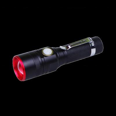 China Popular Modes Zoomable T6 USB 3 Camping Aluminum Rechargeable Led Tactical Flashlight With Clip for sale