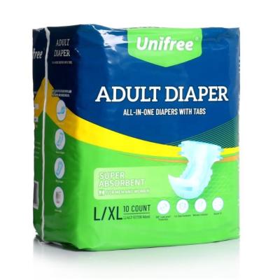 China Embroidered Disposable Adult Incontinence Diaper L/XL Size 10 Count, Unifree Premium Max Absorbency Diaper For Adults for sale