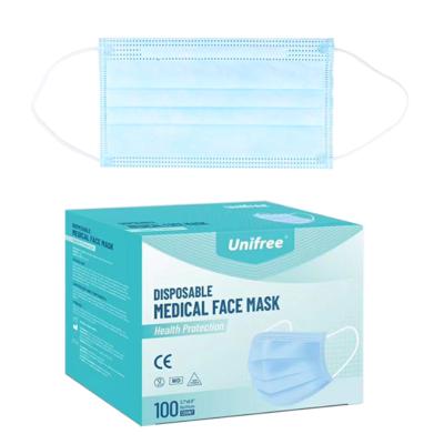 China Adult Disposable Unifree 3-Ply Earloop Medical Face Mask for sale