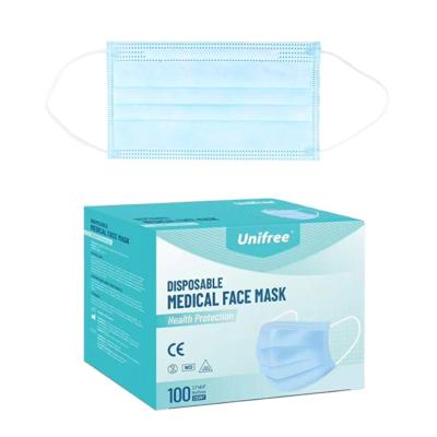 China Adult 3-Ply Earloop Face Mask CE Certified Logo Disposable Medical Face Mask OEM for sale