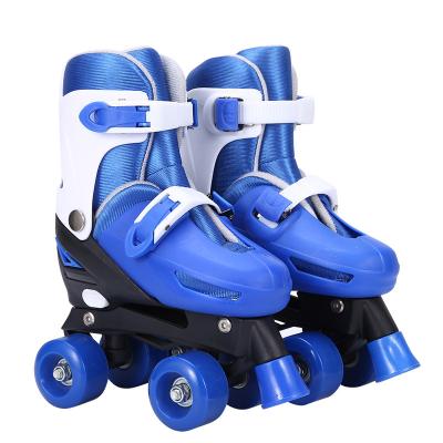 China Kids Fit Quadruple Skates Wheel 4 Retractable Roller Stripe Shoes Roller Skate Shoes For Kids PU Wheel Flashing Shoes For Dealer for sale