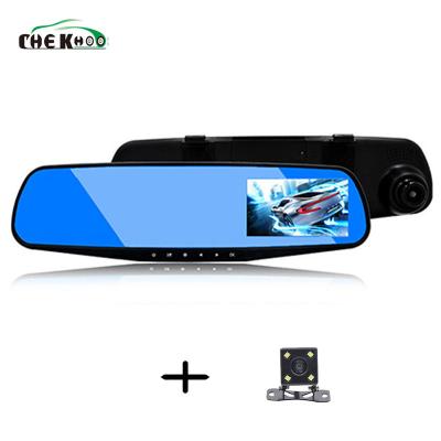 China NIGHT VISION Car DVR Dual Camera 4.3 Inch Dash Cam Dash Rearview Mirror Black Box Dual Lens 1080P With Parking Sensor for sale