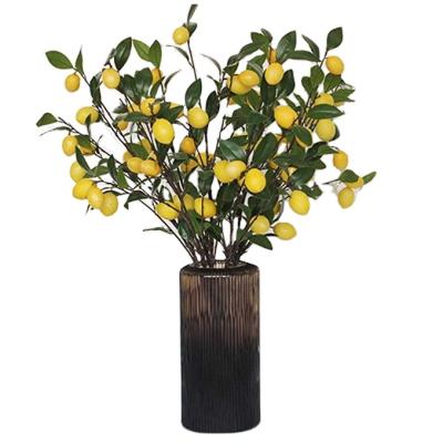 China Durable Fancy Vintage Style Real Touch Simulation Fruit Branches Artificial Lemon Plant Fruit Flower Tree Branch for sale