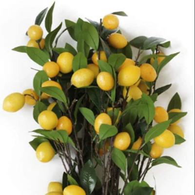 China Durable Farmhouse Style Home Table Centerpiece Decor Simulation Fruit Branches Artificial Vivid Yellow Lemon Plants Branches Fruits Stem for sale