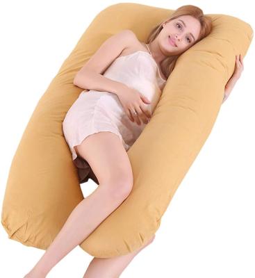 China Cotton Anti-Static U-shaped Zipper Pillow Removable Pregnancy Blanket For Sleeping Yellow for sale