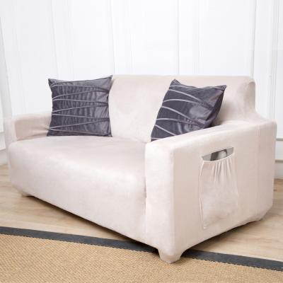 China Modern High Quality Waterproof Stretch Double Seat Elastic Microfiber Slipcover Minky Fabric Sofa Cover White for sale