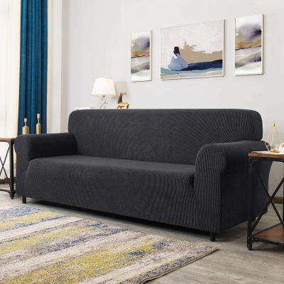 China Modern High Quality Waterproof Stretch Double Seat Elastic Sofa Cover Black Microfiber Slipcover Minky Fabric Sofa Covers for sale