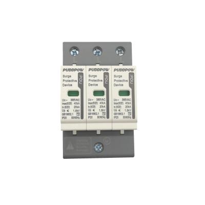 China PUDDPOW SPD Type AC Voltage Surge Protector PDU-40 40KA 3 Pole 385V/275V/220V 54*90*62 for sale