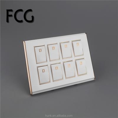 China New Design PC Safety Bangladesh Nepal New Design 10a 8 Gang White Lamp Switch for sale