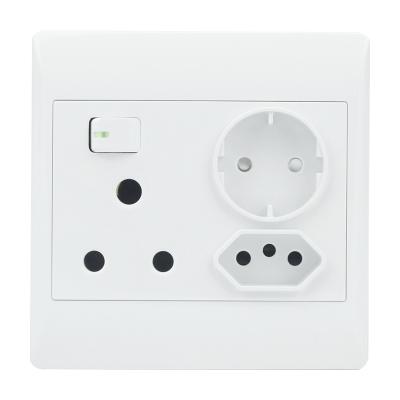 China High Quality Safety South Africa IEC Certificate Household 1 Lever 16a And Brazil Plug With EU Plug Wall Switch Sockets for sale