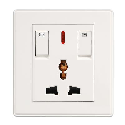 China Safety Nepal Luxury Design Strip Wall Lamp Switch 2 Multi Functional Electric Sockets 2 Sockets With Neon for sale