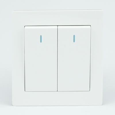 China Security High Quality White Color Large Button 2 Gang 1 Way Household Wall Switch for sale