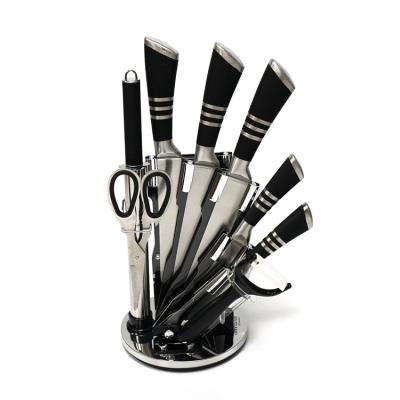 China Kitchen Gift Stainless Steel Kitchen Knife Viable Chef Cutting Tools Large Set With Block Kitchen Rack for sale