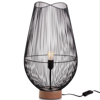 China Mediterranean modern handmade solid wood decorative creative rattan table lamp rattan night light for sale