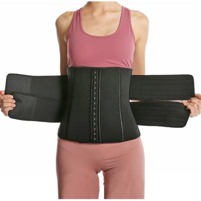 China Neoprene Custom Fitness Belt Slimmer Four Row Root Sweat 9 Buckles Steel 3XL Comfortable Breathable Elastic Logo Logo Lose Weight Belt Waist Trainer For Ladies for sale