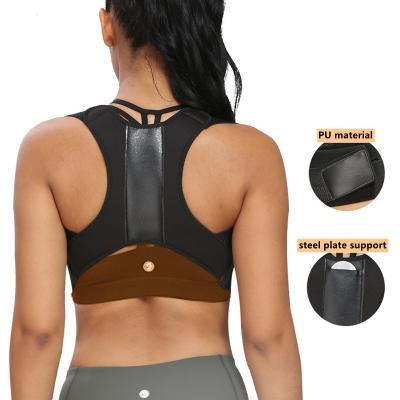 China Breathable.posture corrector Custom Black Posture Corrector Bra Steel Plate Back Support Posture Corrector Brace for Men and Women for sale