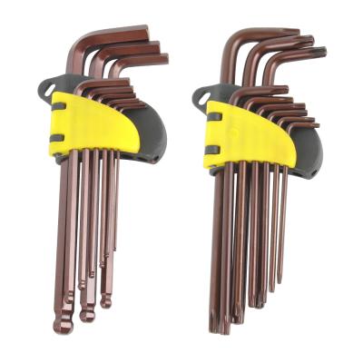 China Hot Sale 9pcs Alloy Steel Allen Wrench Set, SAE Metric Long Arm Ball End Hex Wrench Set Tools for sale