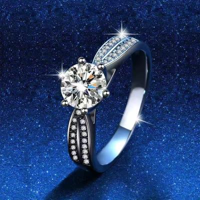 China Classic Women Wedding Rings 1ct Carat Moissanite CLARITY Romantic Color VVS1 SRO212 925 Sterling Silver Platinum Plated Female Rings for sale