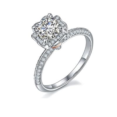 China Original Factory Directly Water Resistant SRO261 18K Gra Certified Luxury Moissanite Diamond Bridal Petite Flower Engagement Promise Ring 1ct for sale