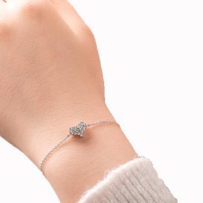 China Girls TRENDY of Moissanite S925 Sterling Silver Forever Classic Full Diamond Heart Charm Bracelet For for sale