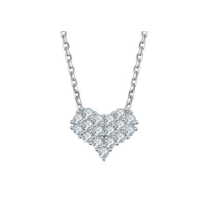 China Other Fashion Hot Selling SRO232 s925 1ct Heart Shape Moissanite Women's Heart Cluster Pendant Necklace for sale