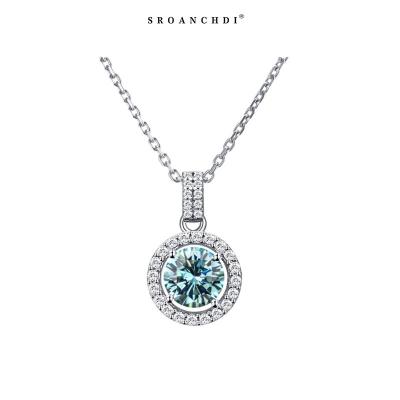 China Other 1ct Moissanite Diamond White Gold Necklace Pink Pendant For Women SRO248 Sterling Silver With Grad Certificate Green Moissanite for sale