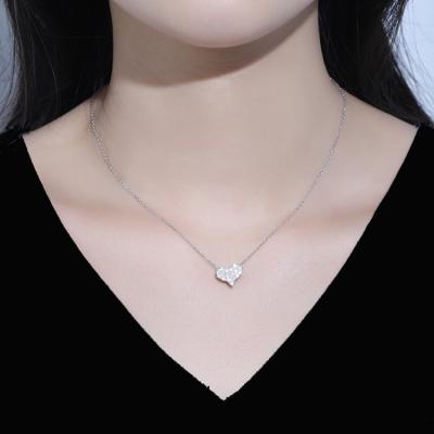 China Other Hot Sale Fashionable Design 925 Sterling Silver Necklace Crystal Heart Shape Sterling Silver Necklace For Girl for sale