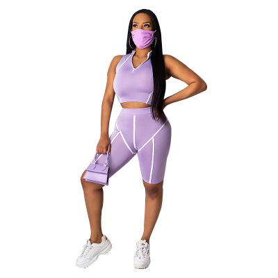 China Custom Logo Women's Breathable Tracksuit Suits Simple Sleeveless Short Slimfit Women Tracksuits Two Piece Sets for sale