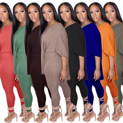 China Women Breathable Clothes Solid Color Tops Casual Outfits Pants Set Women Clothing Sweatsuit Women Two Piece Sets for sale