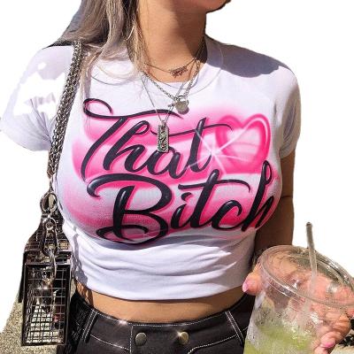 China Anti-Wrinkle Shirts Women Crop Top Spirit T-shirt Graphic Sleeve T-Shirts Women for sale