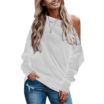 China Sustainable 2021 Fashion Women's Top Round Neck Pocket Split Long Sleeve Casual Loose Begging T-Shirt for sale