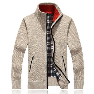 China Solid Male Autumn Fashion Fit Thick Slim Winter Men's Clothing Anti-wrinkle Cardigan Homme Sweaters Keep Warm Men's Solid Smart Casual Sweaters for sale