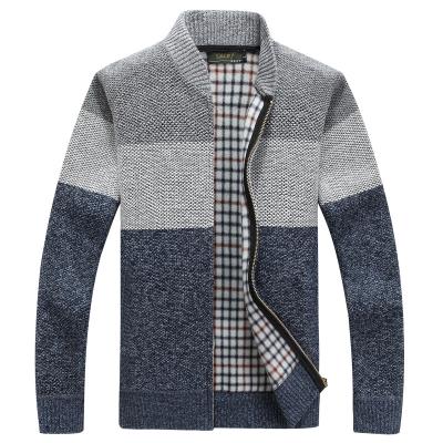 China Gray Color Block Anti-Wrinkle V-neck Men's Long Sleeve Cardigan Sweater For Men for sale